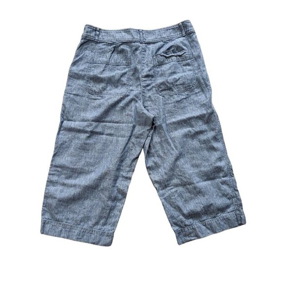 Talbots Linen Cropped Pants Womens Coastal Chambray Size 12P Light Blue - Picture 2 of 5